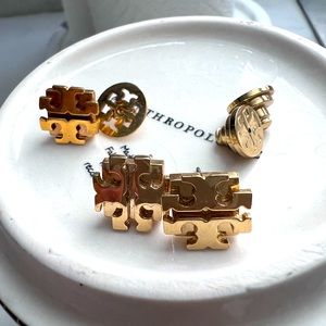 Tory Burch gold logo T earrings - plus one extra earring